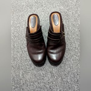 - - Eurostep brown pebble leather clog or mule. slip on shoes